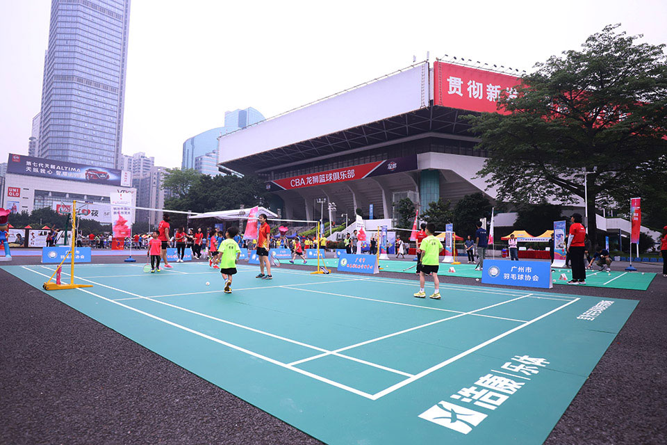 Haokang outdoor badminton floor stunning 2019 Guangzhou 