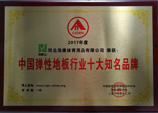 Haokang once again won the award for the elastic flooring industry